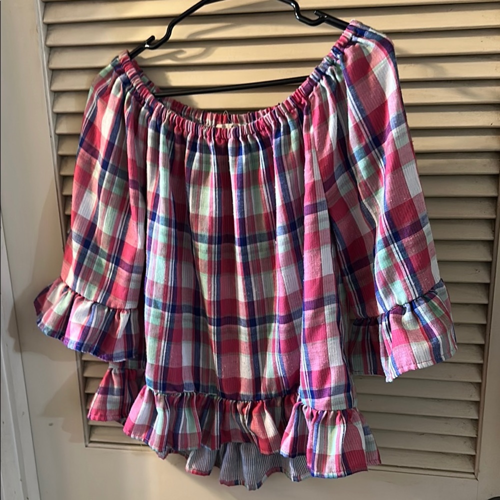 Jane and Delancey Multicolor Plaid Blouse